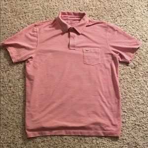 Vineyard Vines Pink Striped Cotton Pique Polo - L